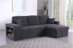 Sztruksowy narożnik rozkładany/odwracany "Axel" - 3-osobowy - Szary