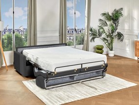 Kanapa 4-osobowa z ekspresowym mechanizmem rozkładania z tkaniny CALIFE - Kolor: szary - Wymiary miejsca do spania: 160 cm - Materac 22 cm