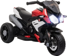 HOMCOM Elektryczny motocykl dla dzieci, ze światłami i dźwiękami, 3 km/h, ładowalny, Plastik/Metal, Czarny/Czerwony