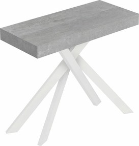 Saki Mały rozkładany stolik konsolowy 90x40/196 cm betonowe nogi białe