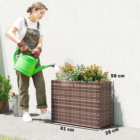 Outsunny Kwietnik z regulowanymi nóżkami, rattanowa donica z wyjmowaną wkładką na taras i balkon, Brązowy | Aosom PL