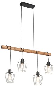 Inteligentna lampa wisząca czarna z drewnem, w tym 4 WiFi A60 - Stronk Rustykalny / Vintage Oswietlenie wewnetrzne