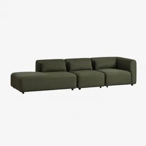 Sofa Modułowy Narożny 3-częściowy Z Lewym Szezlongiem Fogler Tkanina Baranek Boucle Szałwiowa Zieleń - Sklum