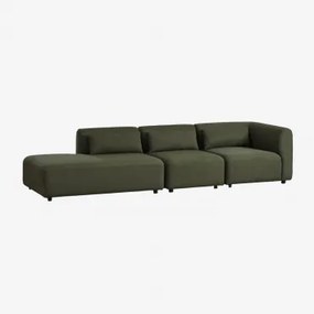 Sofa Narożna Fogler 3-częściowa Modułowa Z Leżanką Po Lewej Stronie Chenille Salvia Zieleń - Sklum