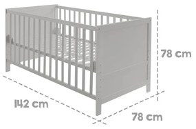 Jasnoszare łóżeczko z baldachimem 70x140 cm Sternenzauber – Roba