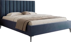 Mona SLIM III w tkaninie VELUTTO, wygodne łóżko tapicerowane - ergonomiczne oparcie 120x200 cm, niebieski