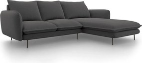 Ciemnoszara sofa narożna Cosmopolitan Design Vienna, prawostronna