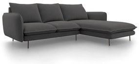Ciemnoszara sofa narożna Cosmopolitan Design Vienna, prawostronna