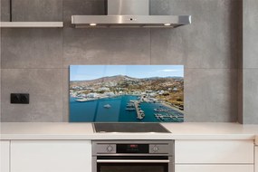 Panel Szklany Malownicze Miasto na Greckim Wybrzeżu