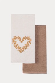 Ręczniki kuchenne HEART, 2 szt Kremowy / Beżowy Zestaw (2szt., 40x60 cm)