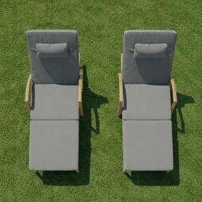 Zestaw 2 leżaków ogrodowych technorattan Ravello XL2505, naturalny, poduszki szare