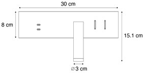 Nowoczesny Kinkiet / Lampa scienna czarny regulowany z USB-C, w zestawie LED - Modric Nowoczesny Oswietlenie wewnetrzne