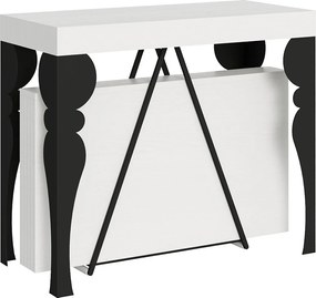 Konsola rozkładana 90x40/300 cm Riza frassino biała rama w kolorze antracytu