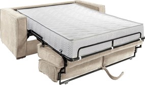 Kanapa 3-osobowa rozkładana typu express ze sztruksu taupe - Miejsce do spania z szerokimi listewkami 140 cm - Materac 22 cm z pamięcią kształtu - LORETO
