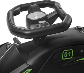 HOMCOM Elektryczny Gokart dla Dzieci, Koła z Ekoskóry, 3-8 km/h, ze Światłami i Muzyką, Czarny