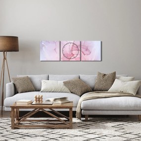 Obraz - Różowe plamy (z zegarem) (90x30 cm)