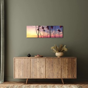 Obraz palm wznoszących się nad powierzchnią (z zegarem) (90x30 cm)