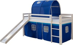 Łóżko piętrowe 207,5x110x219,5 cm białe niebieskie lite drewno sosnowe