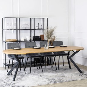 Stół Okrągły Rozkładany LUKAS 100-250 cm Dąb Złoty Nowoczesny Loft