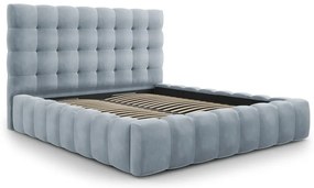 Jasnoniebieskie tapicerowane łóżko dwuosobowe ze schowkiem i stelażem 200x200 cm Bali – Cosmopolitan Design