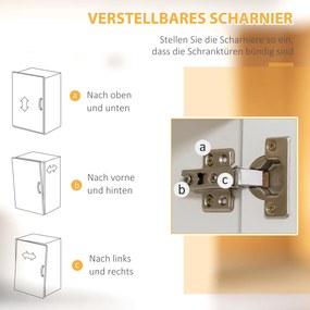 HOMCOM Kuchenny szafka Bufet kuchenny Szafka, Styl wiejski, 2 szafki, 2 półki, 70 cm x 40 cm x 170 cm Biały + Czarny