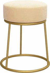 Welurowy kremowy okrągły taboret glamour L1-S67