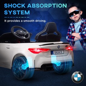 AIYAPLAY Elektryczny Samochód dla Dzieci BMW M4, Dźwięk &amp; Światło, 3-5 km/h, z pilotem, dla dzieci 3-5 lat, Biały