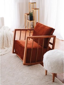 Fotel Cinnamon Wing, rama w 100% drewniana, tkanina Babyface, 65 x 80 x 71 cm | Wygodne siedzisko o głębokości 56 cm | Idealny do małych przestrzeni