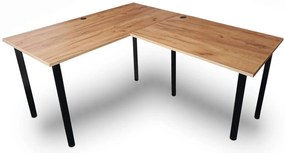 Loftowe biurko kątowe z regulacją wysokości nóżek 120x150x60 dąb craft złoty E0-B54