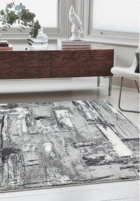 Dywan abstrakcyjny - 160x230cm - szary, biały, srebrny, czarny - Orion Décor