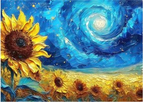 Obraz na szkle - Malowanie słoneczników (70x50 cm)
