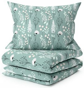 PrzytulneMieszkanie.pl PrzytulneMieszkanie.pl Bawełniana pościel WILD FLOWERS miętowa kieszeń hotelowa Rozmiar pościeli: 70 x 90 cm | 140 x 200 cm