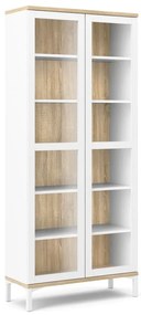 Biało-naturalna witryna w dekorze dębu 89x203x36 cm Roomers – Tvilum
