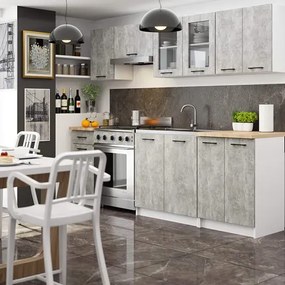 Zestaw mebli kuchennych z witryną beton  240 cm F3-P65