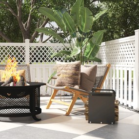 Outsunny Stojak na drewno kominkowe, 2 uchwyty, rama stalowa, do 30kg, 36x30x36cm, Czarny