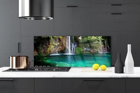 Panel Szklany do Kuchni Krystaliczny Spad Nad Jeziorem