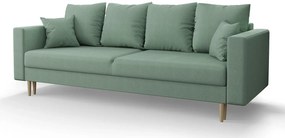 Miętowa sofa rozkładana z pojemnikiem na pościel - Adante