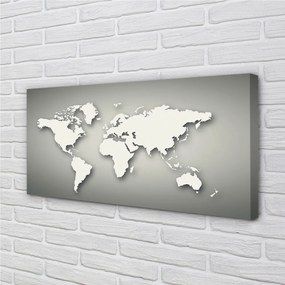 Obraz na płótnie Biała Mapa na Szarym Tle