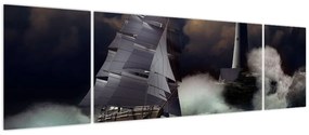 Obraz - Statek płynący przez wzburzone fale (170x50 cm)