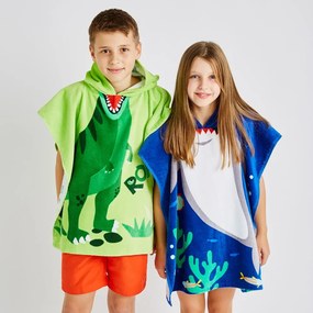 Zielone bawełniane ponczo dziecięce Dinosaur – Catherine Lansfield