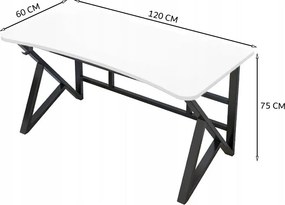 Biurko komputerowe białe gamingowe nowoczesne dla gracza loft duże 120 cm