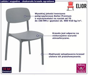 Szare minimalistyczne krzesło do ogrodu - Armand