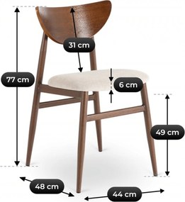 Krzesło Tapicerowane z Drewna Giętego BRAGA Orzech/Krem Retro
