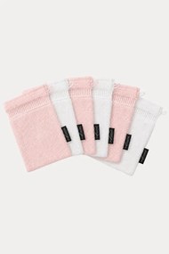 Zestaw promocyjny frotte rękawic do kąpieli SOFT, 6 szt. Biały / Różowa