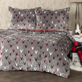 4Home Pościel mikroflanela Krata czerwony, 140 x 200 cm, 70 x 90 cm