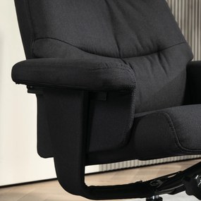 HOMCOM Fotel z podnóżkiem, obrotowy, funkcja bujania, imitacja aksamitu, do 150 kg, Czarny