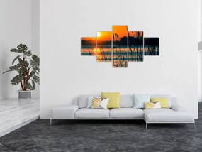 Obraz - Zachód słońca nad jeziorem (125x70 cm)