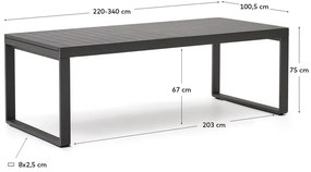 Metalowy stół ogrodowy 100.5x220 cm Galdana – Kave Home