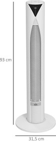HOMCOM 70° oscylacyjny wentylator kolumnowy z pilotem 4 tryby, 3 prędkości, timer 31,5 x 31,5 x 96 cm biały | Aosom PL