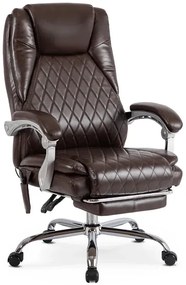 Brązowy fotel obrotowy z funkcją masażu - Plix 3X